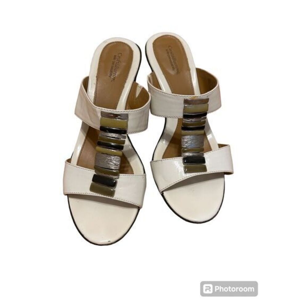 Croft & Barrow Y2K 8.5 white wedge sandals heels comfort vacation resort